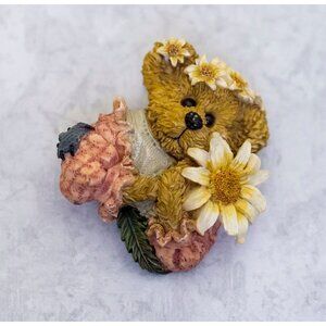 Vintage Teddy Bear Flower Ladies Love Romantic Brooch - CG1
